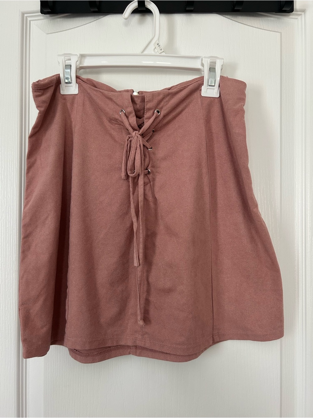 Charlotte Russe mauve lace-up mini skirt